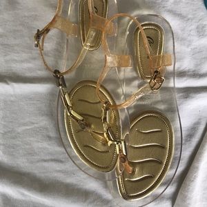 gold gel sandals